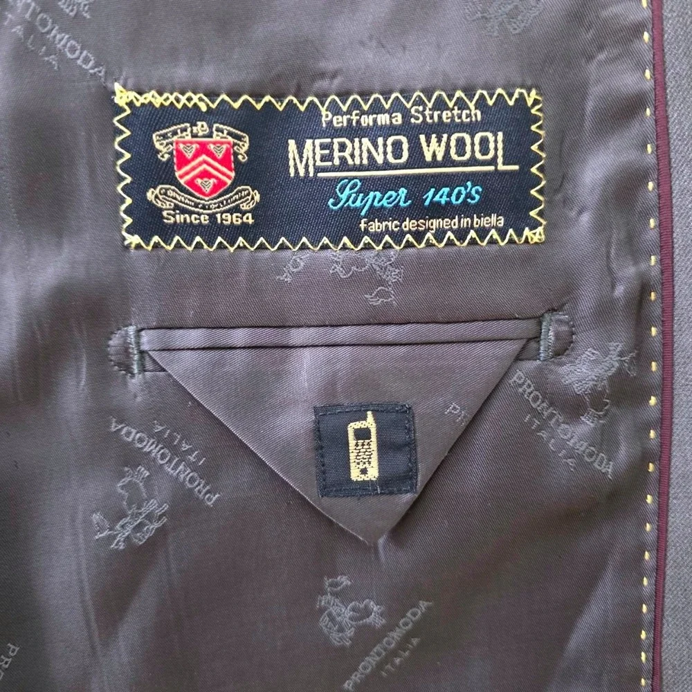 ProntoModa Italia Mens Blazer Suit Jacket Olive Merino Wool Super‎ 140s Size 40